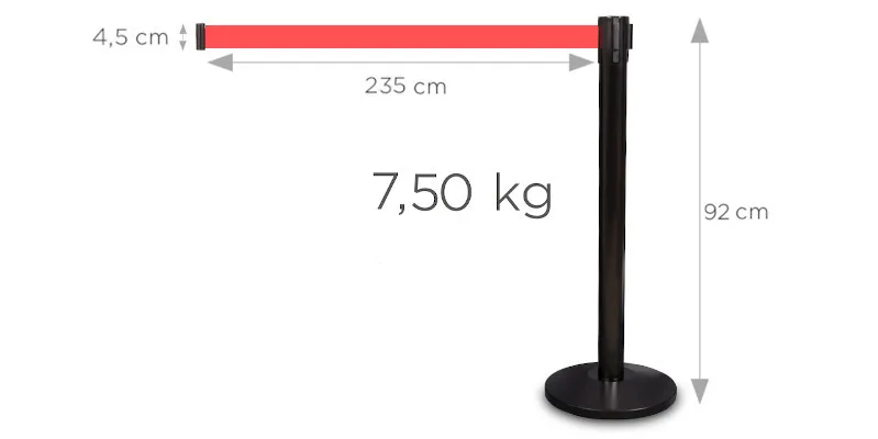 Drošības stabiņš "PREMIUM" - melns mats, sarkana lenta — foto 4