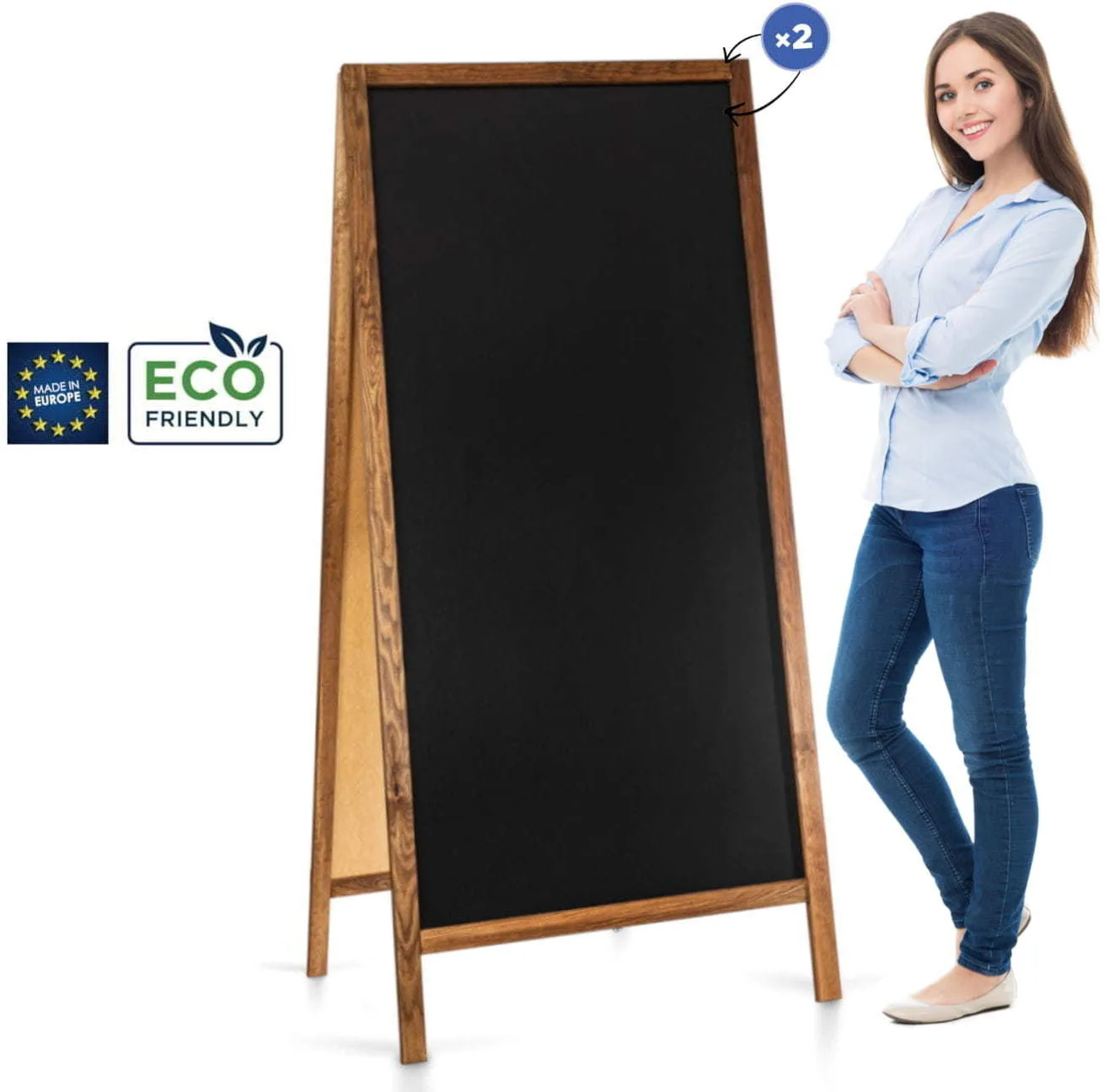 Chalkboard sign Classic XL size (72x160 cm) - brown