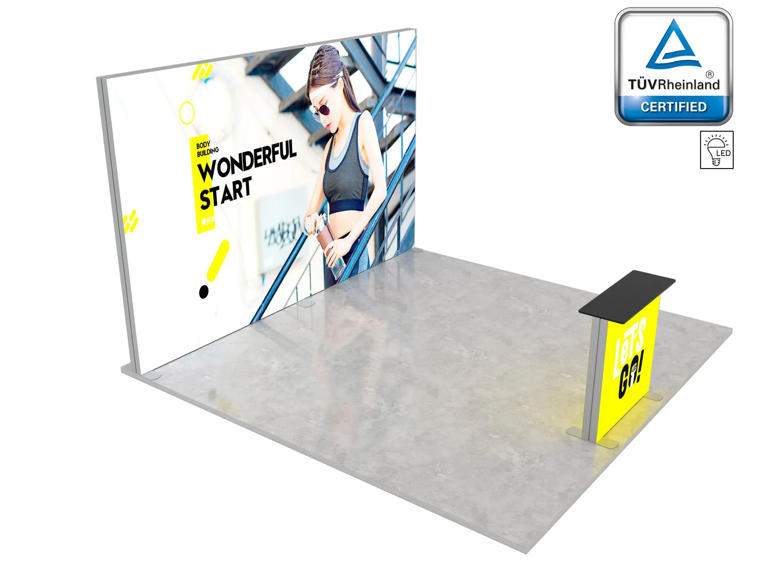 LUNIX™ exhibition booth 16 m² (4x4) peninsula