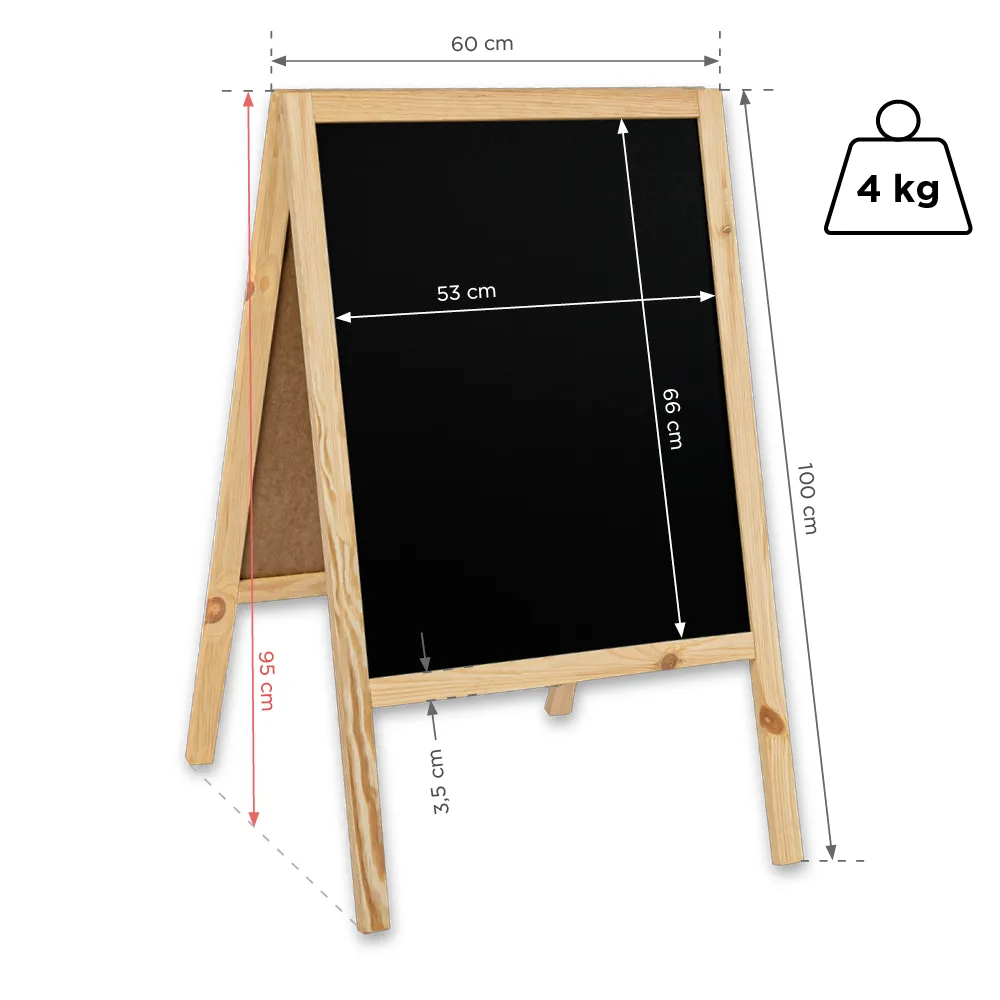 Chalkboard Classic M (60x100 cm) – naturala — foto 5