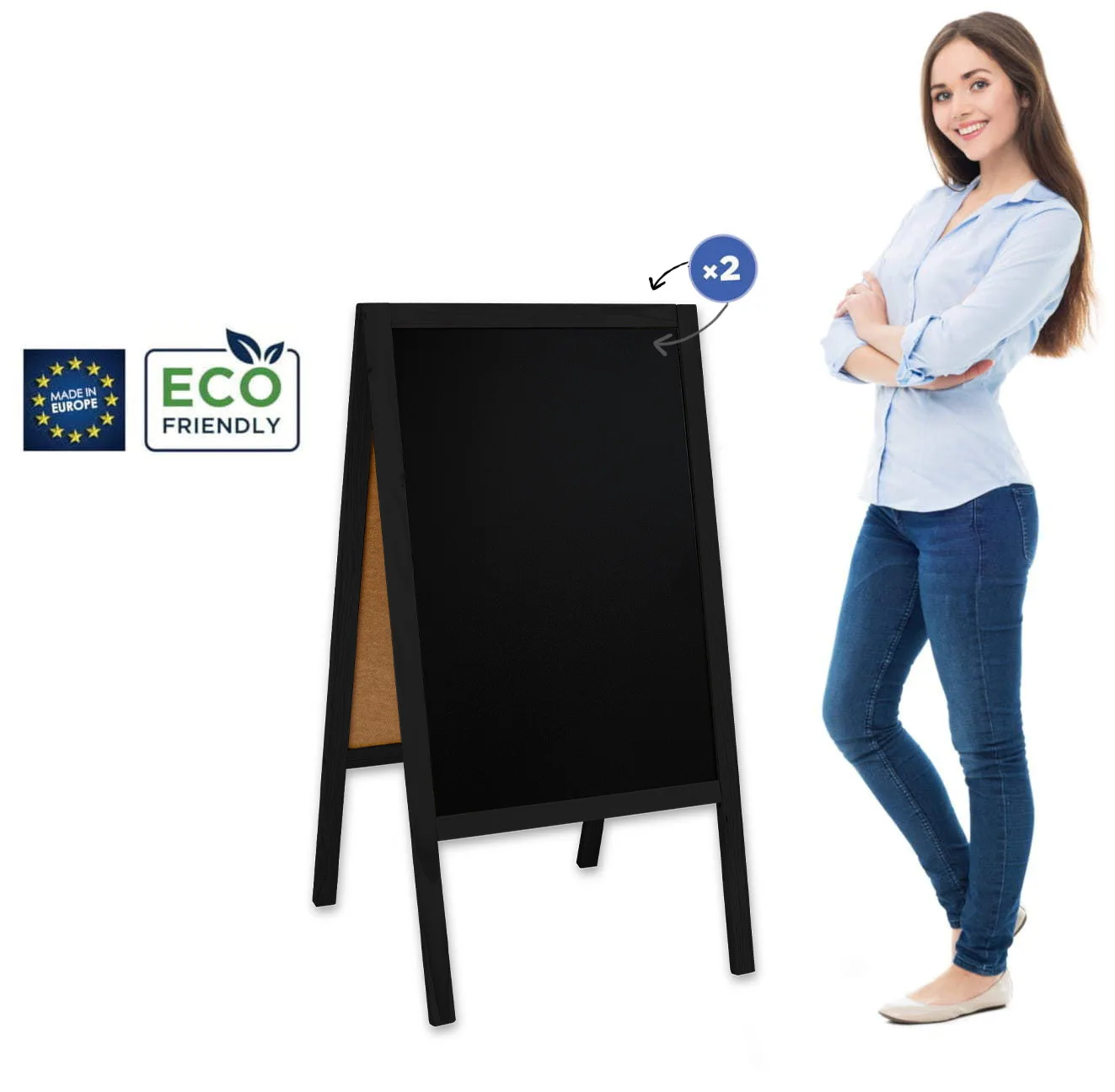 Chalkboard sign Classic L (61x118 cm) - black