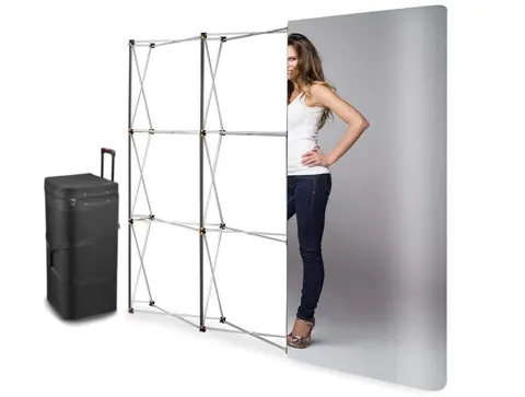 Magnetic Standard Pop Up wall - 3x3, straight, in a trolley case