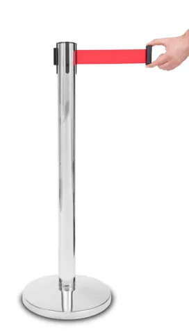 Barrier post "PREMIUM" - CHROME, RED BELT