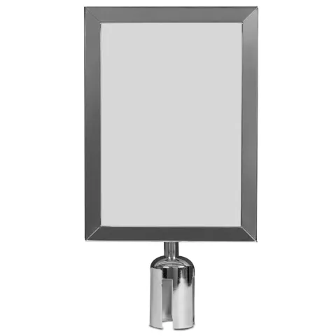 Sign holder A4 for barrier post - chrome