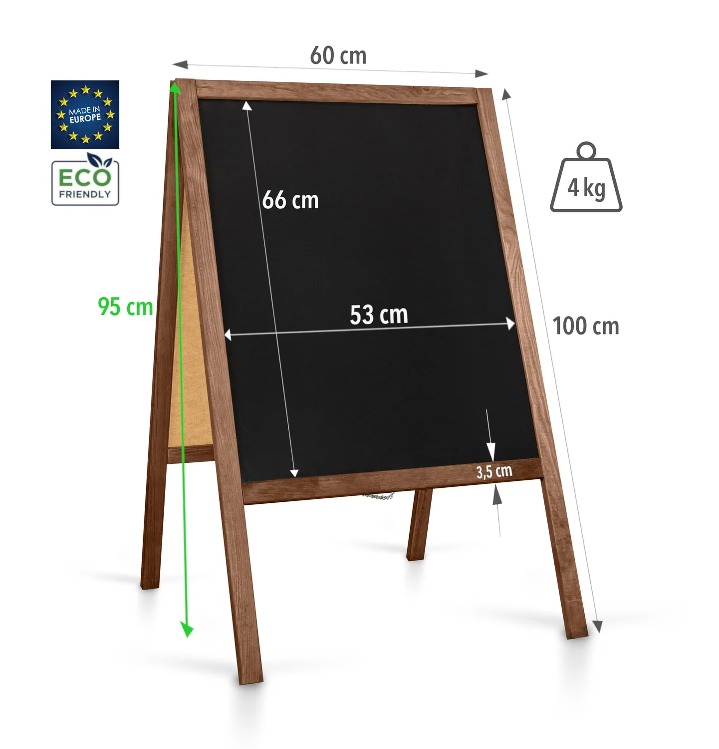 Krītas tāfele Classic M (60x100 cm) - brūna — foto 8
