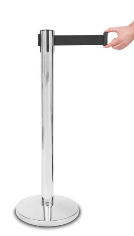 Barrier post "PREMIUM" - CHROME, BLACK BELT