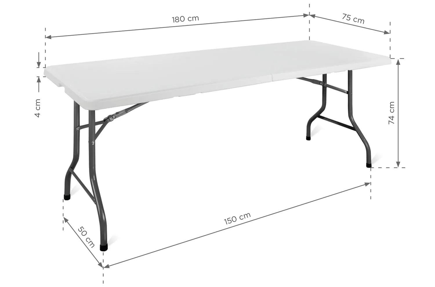 Eventa galds E180 (180x75 cm) - balts (bez apdrukas) — foto 8