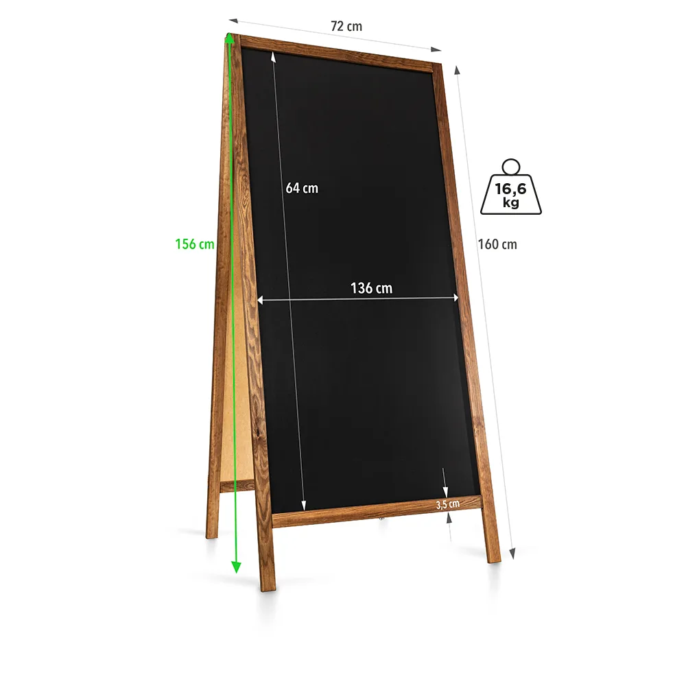 Krītas tāfele Classic XL (72x160 cm) - brūna — foto 8