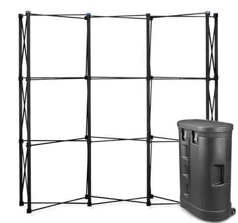 Black Pro Magnetic Pop Up wall 3x3 arc in a case counter