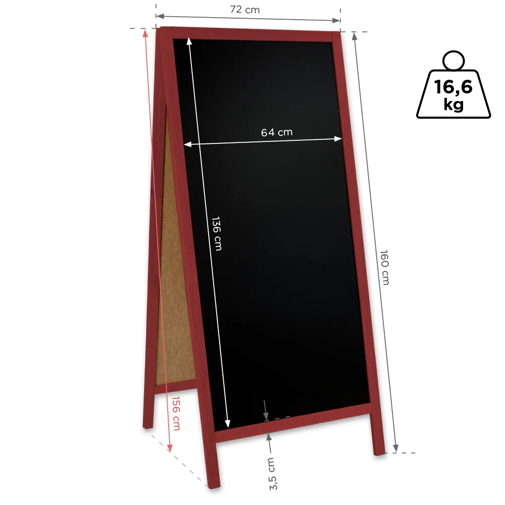 Chalkboard trotuāra zīme Classic XL (72x160 cm) – melns — foto 6